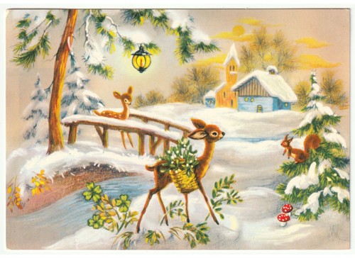 Cartolina vintage neve - vintage,