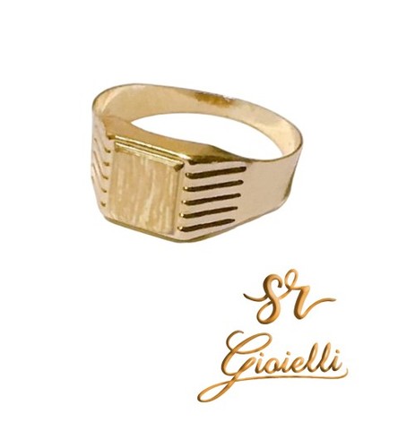 Anello scudo quadrato oro - scudo, in