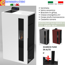 STUFA PELLET SLIM Ventilata 5Kw A+ 4 STELLE Grigio Bianco Bordeaux Serbatoio 9K