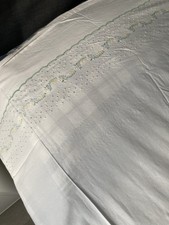 Lenzuolo matrimoniale Bianco • Ricamato • Vintage. Articolo 21