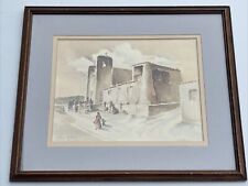 ACOMA NUOVO DIPINTO MESSICO INDIANO AMERICANO SAN ESTEVAN PAESAGGIO CHIESA FIRMATO