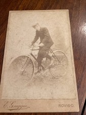 1890 ca ROVIGO  GIOVANE IN BICICLETTA - Studio Fotografico Eugenio Greggio