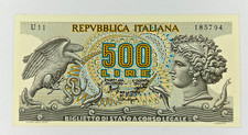 Banconota 500 Lire Aretusa Serie U FDS UNC