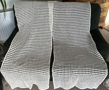 Pannelli tenda vintage cotone all'uncinetto francese bianco crema 50 x 135 cm