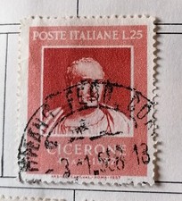 Francobollo usato Italia Repubblica Cicerone Lire 25 1957 Poste Italiane Timbro