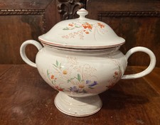 Antica Rara Zuppiera In Metallo Periodo Fine 800 Decorata A Mano