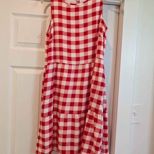 Red white gingham - red,