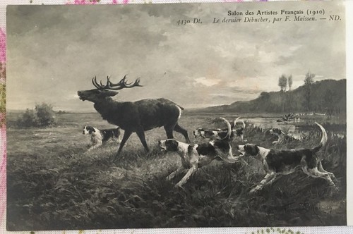 Carte postale chasse cour - carte,