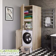 Mobile lavatrice 70x180cm 2 ante e ripiani rovere lavanderia moderno design WASH