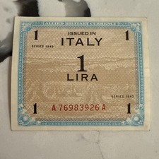 1943 Italy 1 Lira WWII Allied