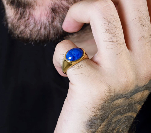 Anello lapislazzuli riempito - lapislazzuli,