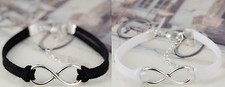 Bracciale infinito bianco/nero in tessuto - Fabric bracelet infinity black/white