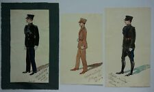 VIGILI URBANI 3 bozzetti divise 1929 Sartoria Lucca Fascismo anni 20 Polizia loc