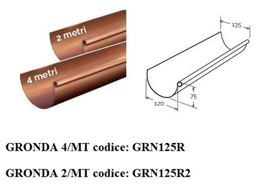 Gronda pvc ramata 125 canale - pvc/ramata,
