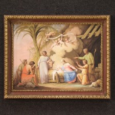Quadro tempera carta adorazione dei pastori quadro religioso antico XIX secolo