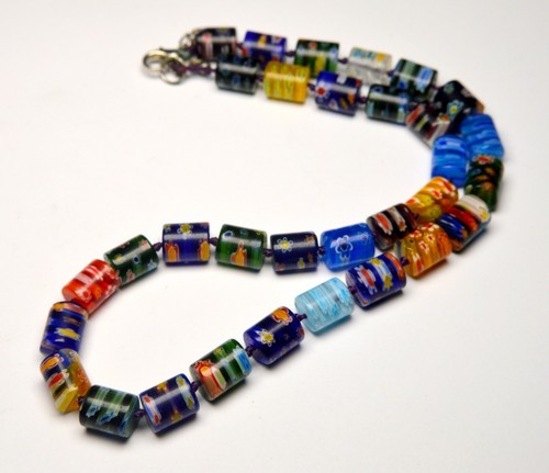 Collana perle cilindro vetro - perle,