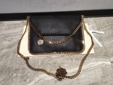 Stella McCartney Falabella portafoglio borsa a tracolla catena borsetta nero x oro NUOVO