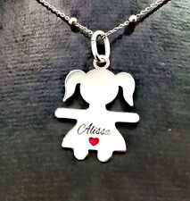 COLLANA CIONDOLO BIMBA BEBÈ DONNA PERSONALIZZABILE CON NOME E CUORE ARGENTO 925