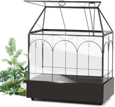 Mini Terrario Piante 24,2 X 14,7 X 29 Cm Con Vassoio Estraibile, Terrarium Vetro