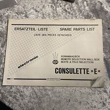 NSM Consulette E Remote Selection Wall Box Spare Parts List Jukebox 208 157