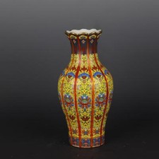 Vaso Guanyin 10,7" Smalti Colore Cina Porcellana Modello Decorativo Fantasia Top