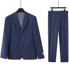 Men's navy check two-piece