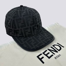 Cappello berretto camionista baseball monogramma tela stampa Fendi Zucca FF nero taglia M