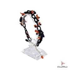 BRACCIALE CORALLO GREZZO CRISTALLO NERO  E ARGENTO 925
