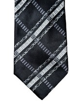 Cravatta da collo Gianni Versace vintage iconica Y2K 2000 firmata seta nera stampa barocca