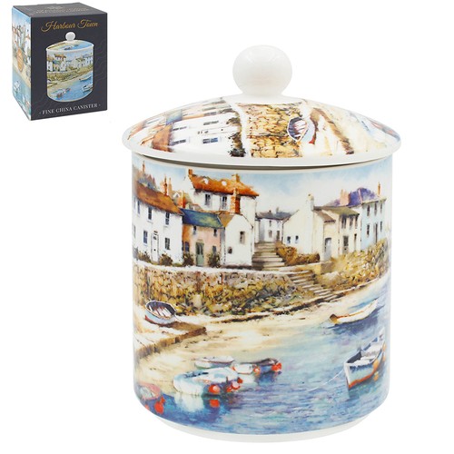 Ceramic canister harbour - ceramic, town