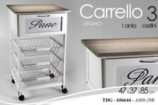 Carrello cucina legno ceste - 3,
