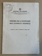 MANUALE ISTRUZIONE PER LA MANUTENZIONE AUTOMEZZI MOTOMEZZI POLIZIA 1963