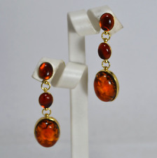 ORECCHINI ARGENTO 925 DORATO AMBRA INCISA  OVALE 8 x 10  E  16 x 20 mm AGHT 0789