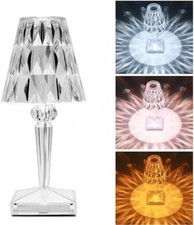 LAMPADA LED TOUCH TAVOLO DIAMANTATA RICARICABILE EFFETTO CRISTALLO TRASPARENTE