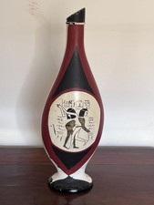 Vaso da fiori vintage anni '60. Bottiglia di vino dipinta. Artigianale.