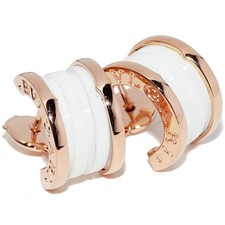 Orecchini Bvlgari B Zero 1 ceramica bianca oro rosa 18 K gioielli autentici #01275