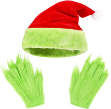 Set Di Guanti E Cappello Di Babbo Natale, Divertenti Guanti Verdi per Halloween,