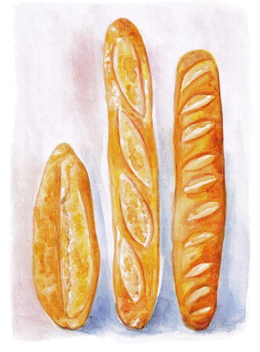 Stampa acquerello pane
