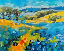 Campo di fiori lupini dipinto