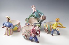 MAIOLICA CERAMICA VIETRI ITALIA ANNI 50 LOTTO DI 4 FIGURINE GAMBONE ICS