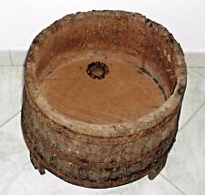 ANTICO IMBUTO DI LEGNO ROVERE DOGHE IN FERRO X BOTTE ATTREZZI RURALE DA CANTINA