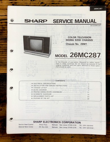 Sharp 26mc287 manuale - sharp,