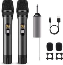 Set Microfono Wireless UHF Doppio Microfono Senza Fili Karaoke Senza Fili Wireless