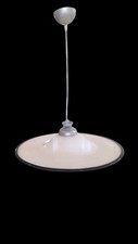 Lampadario Sospensione in Vetro di Murano disco Bianco Nero Vintage 1 Luce E27
