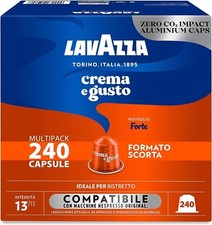 240 Capsule Caffè Lavazza Nespresso Alluminio Crema e Gusto FORTE (ex VIGOROSO)