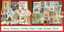 Lotto effimeri cartoline vintage VITTORIANE XMAS repros, etichette + giornale spazzatura carta artigianato!