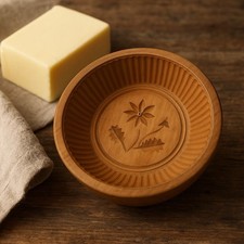 Antico stampo per il burro area alpina legno lavorato 1900