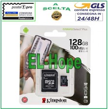 MICRO SD ORIGINALE KINGSTON 128 GB 100MB/s MEMORY CARD SCHEDA DI MEMORIA ESTERNA