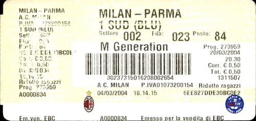Biglietto stadio milan parma - milan,