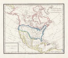 Mappa Del Continente Del Nord America Stati Uniti Canada Florida California 1820